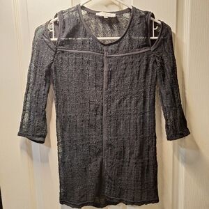 IRO Black Lace Mesh Cutout Shoulder Top XS